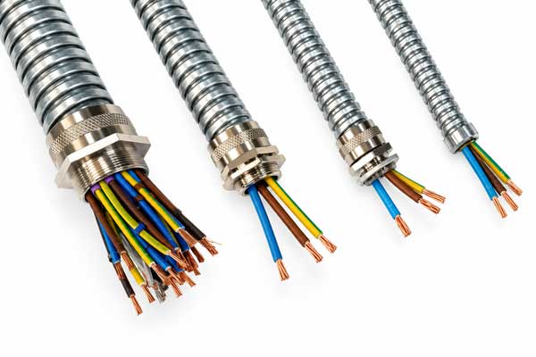 Pre-wired flexible metallic conduit systems for cable management