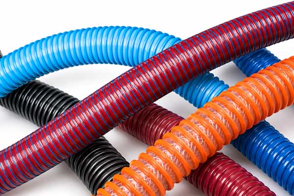 Flexible polymer hose including PVC and TPU industrial hoses