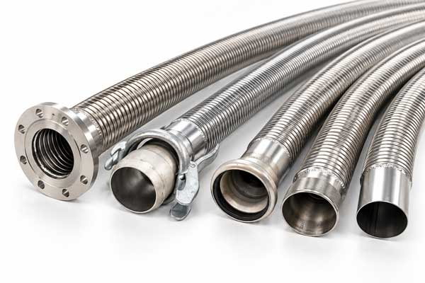 Industrial stripwound metal hose assemblies and fittings