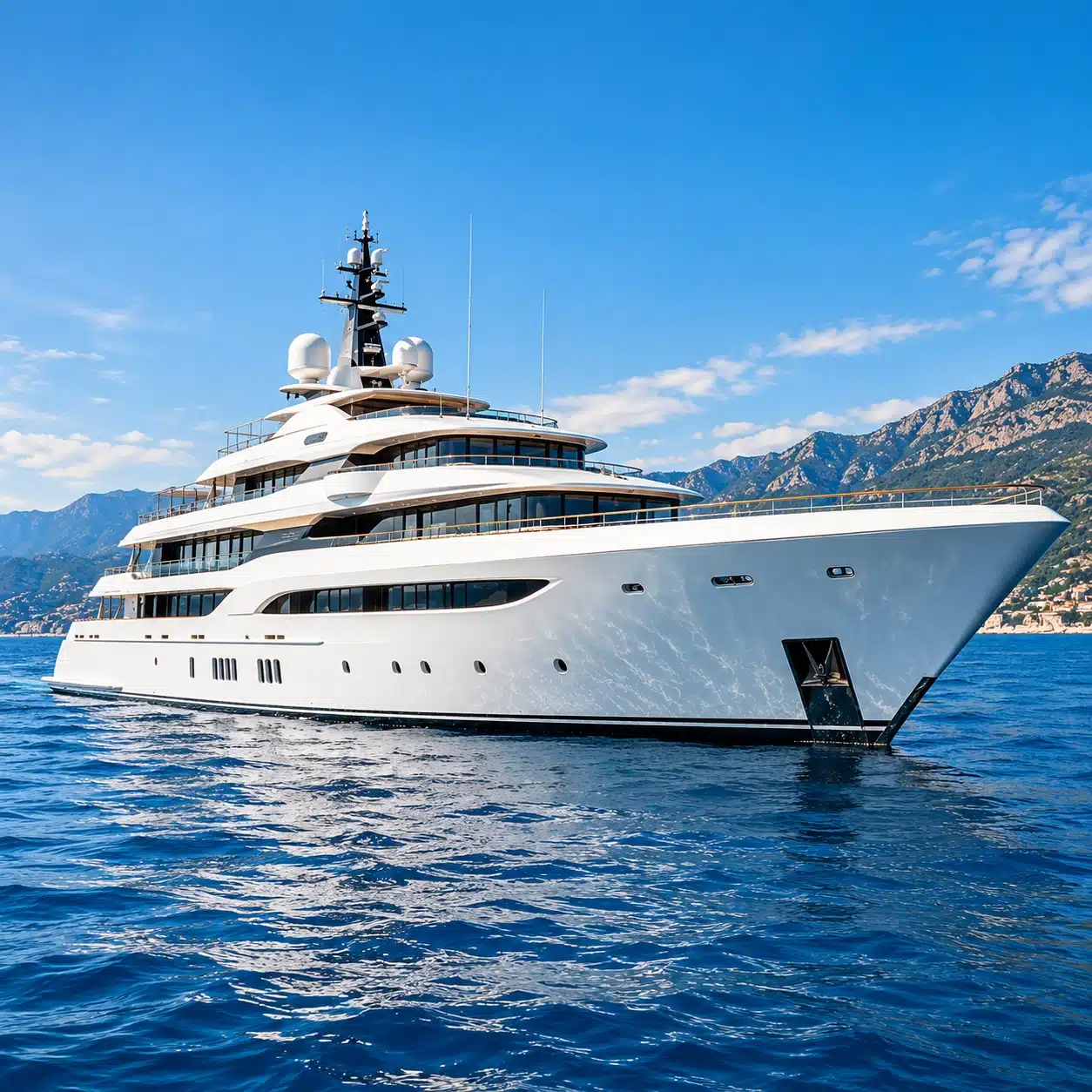 Luxury superyacht at sea